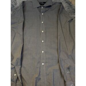 Polo Ralph Lauren Regent Men's XL 17.5 44 Dress Shirt Black White Long Sleeve